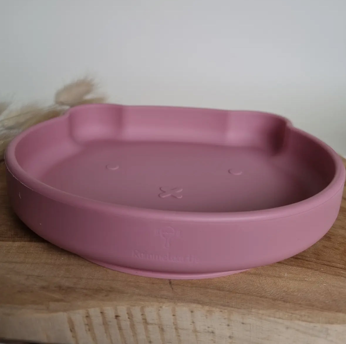 Assiette en silicone en forme d'ours, rose poudré