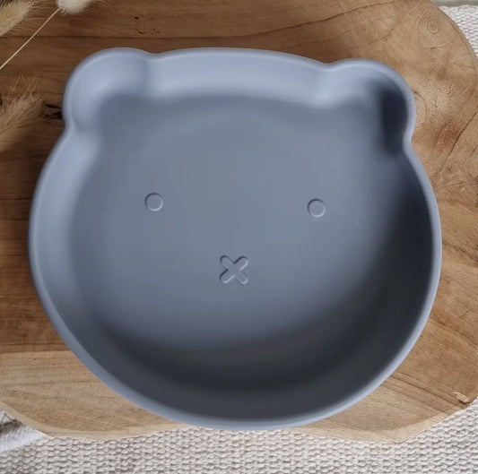 Assiette en silicone en forme d'ours -
Bleu gris