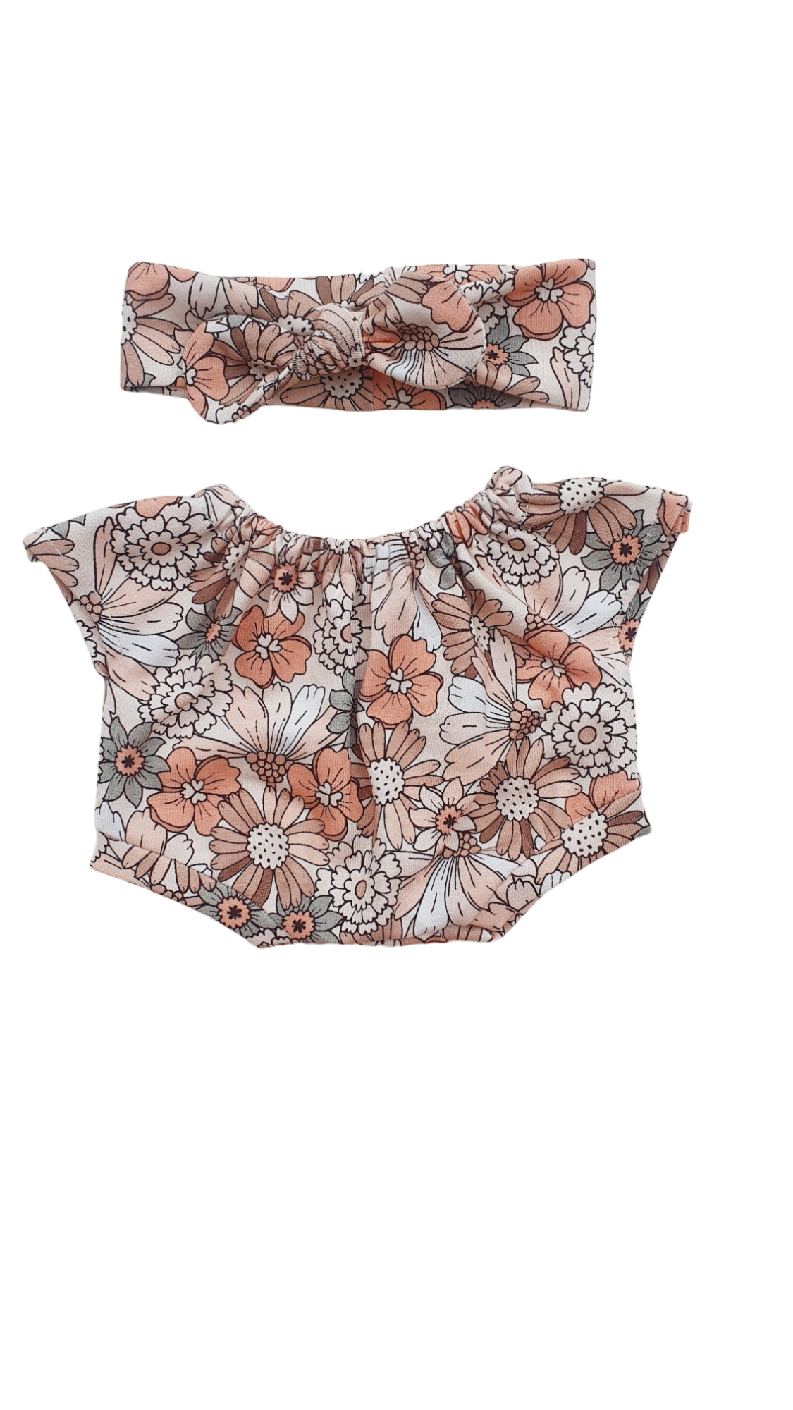 Douces fleurs - ensemble 2 pieces combi et bandeau