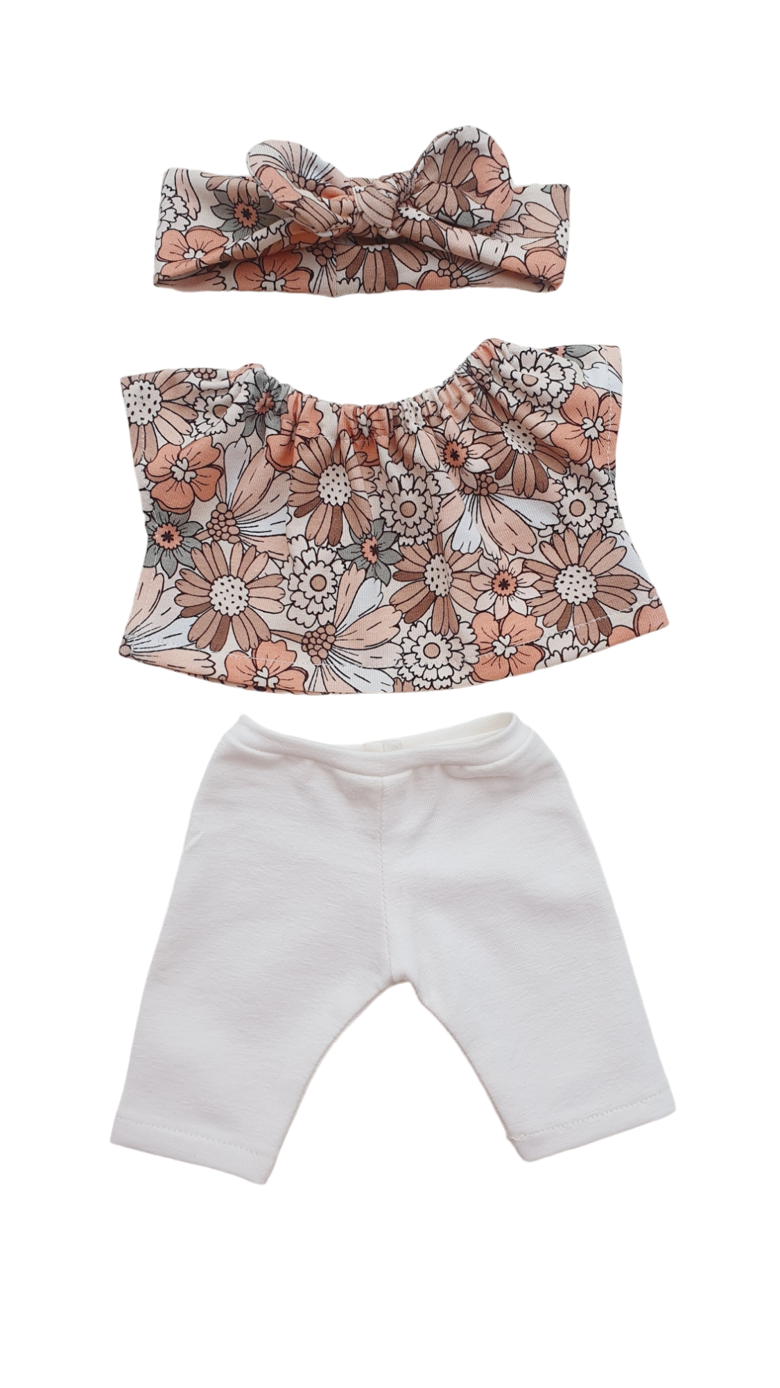 Douces fleurs - ensemble 3 pièces legging blanc cassé